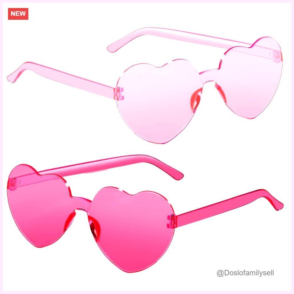 Heart Shaped Sunglasses Transparent Rimless Fun Trendy Y2K Party Wear